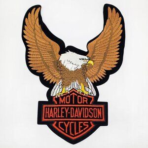 Harley Davidson Vintage Patch 90s Eagle Up Wing Bar Shield 13x10" Iron On NOS